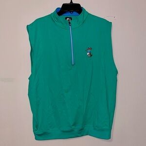 FootJoy Green Sleeveless Quarter Zip Pullover Embroidered Golfing Fox Size Large